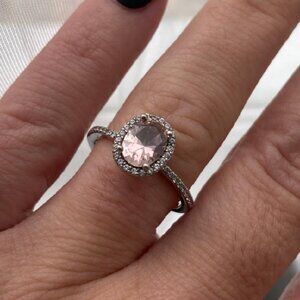 1.68 Ct French Oval cut morganite halo ring/ size 8